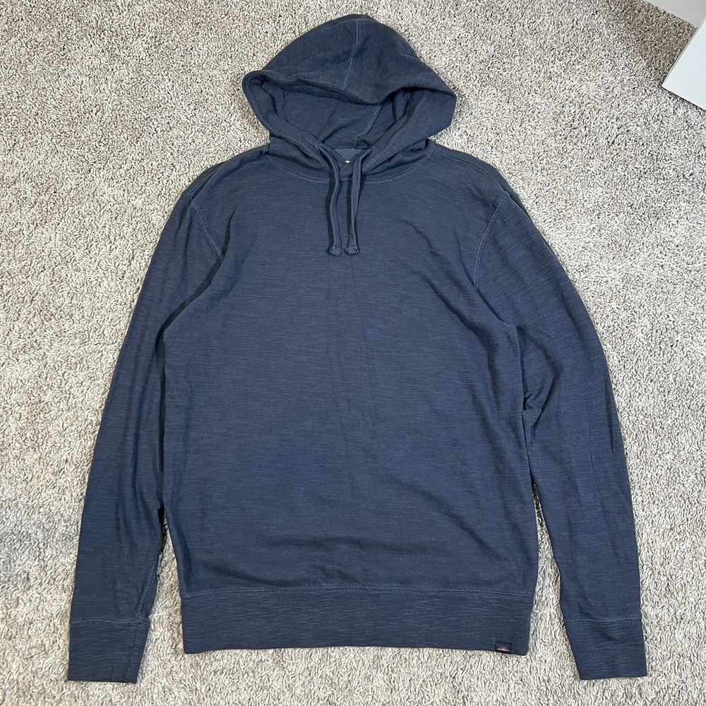 Faherty Slub Cotton Hoodie M Blue Soft Breathable Easy Layer Versatile Coastal